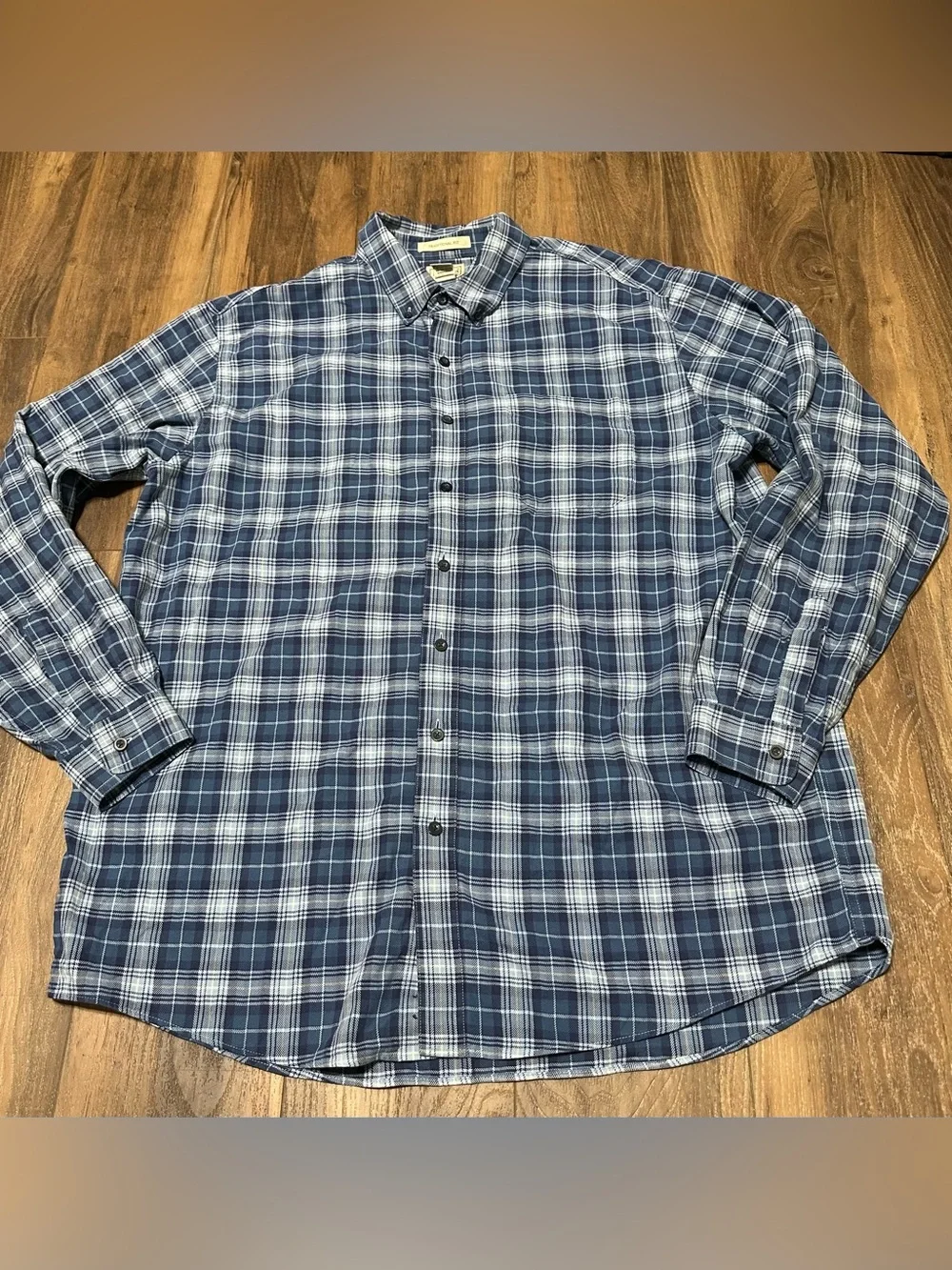 L.L. Bean Plaid Flannel Shirt Traditional Fit Blue Mens Size XL Tall Cotton XLT